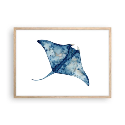Poster în ramă de stejar deschis - Viața în albastru - 70x50 cm