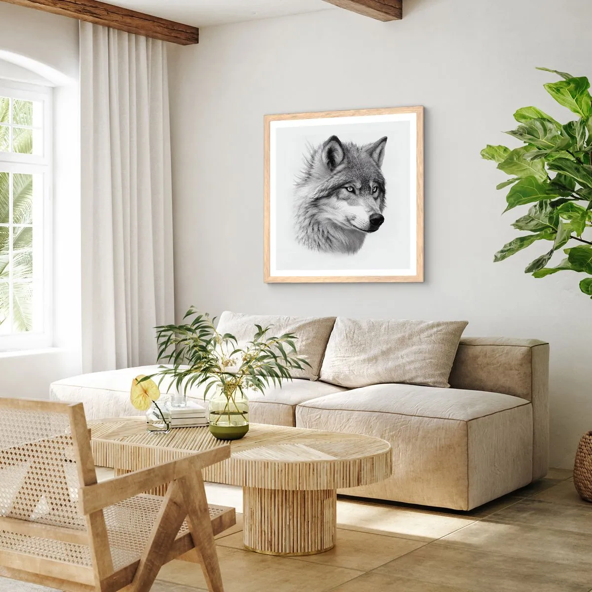 Poster în ramă de stejar deschis - Alfa - fără îndoială - 40x40 cm