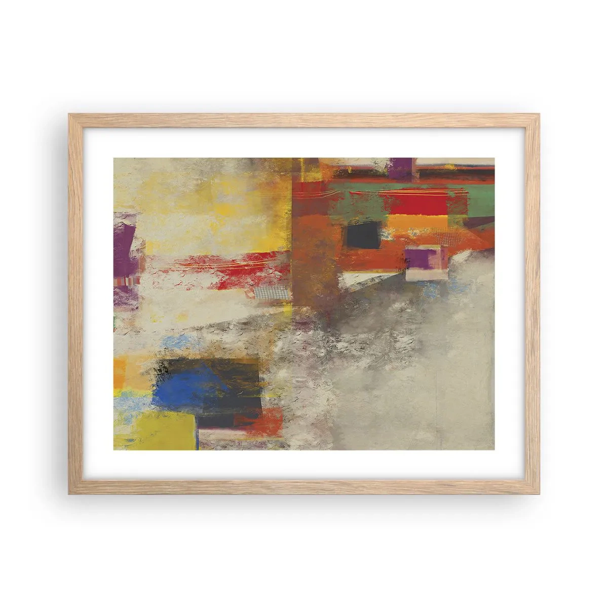 Poster în ramă de stejar deschis - Geometria culorilor - 50x40 cm