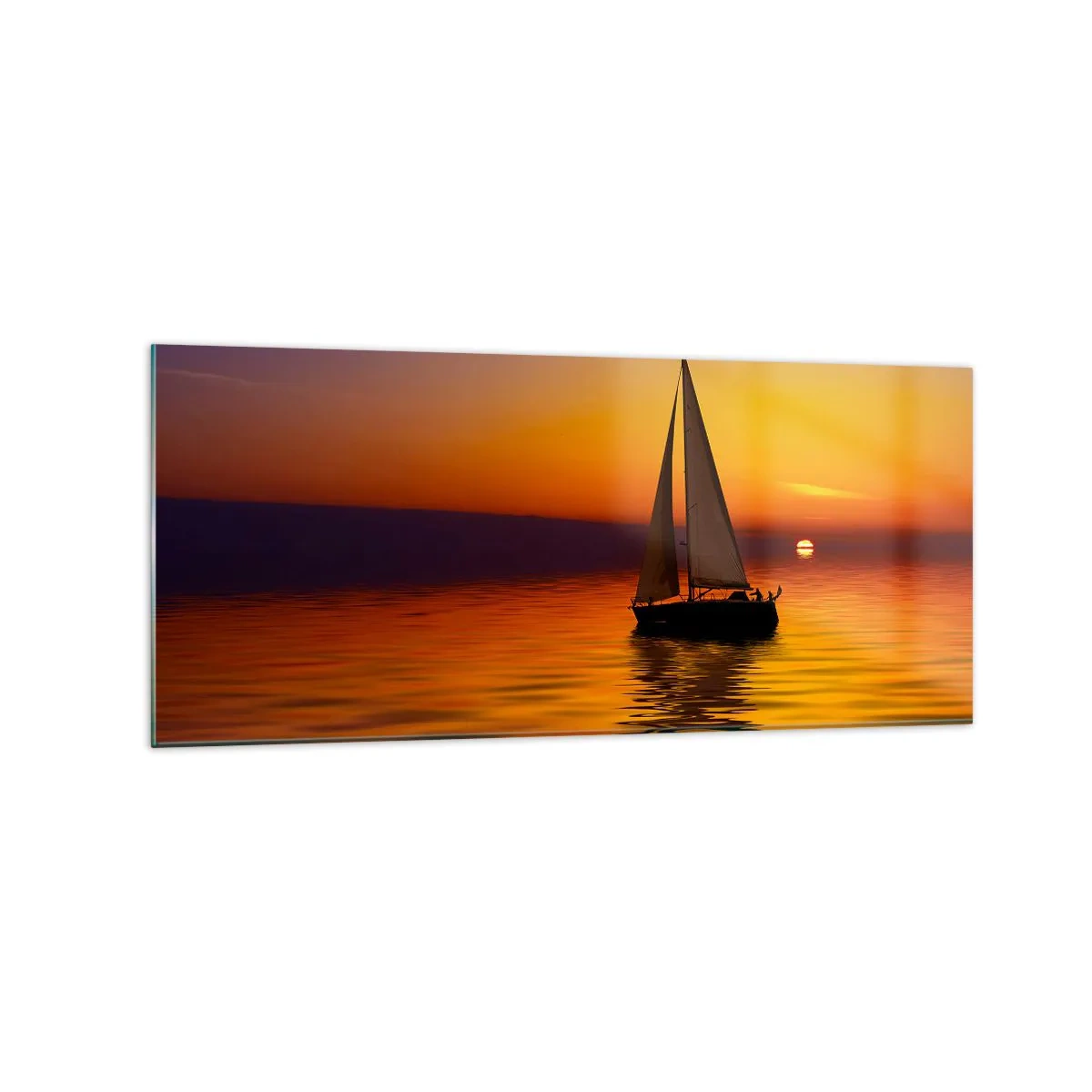 Tablou pe sticlă - Ce liniște e aici la amurg... - 120x50 cm