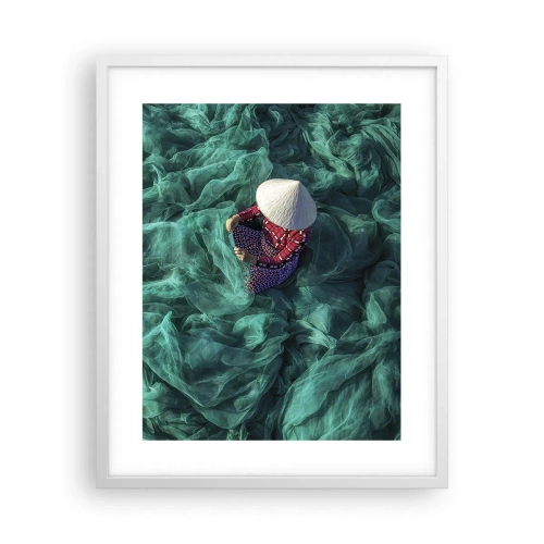 Poster în ramă albă - Într-o mare de rețea - 40x50 cm