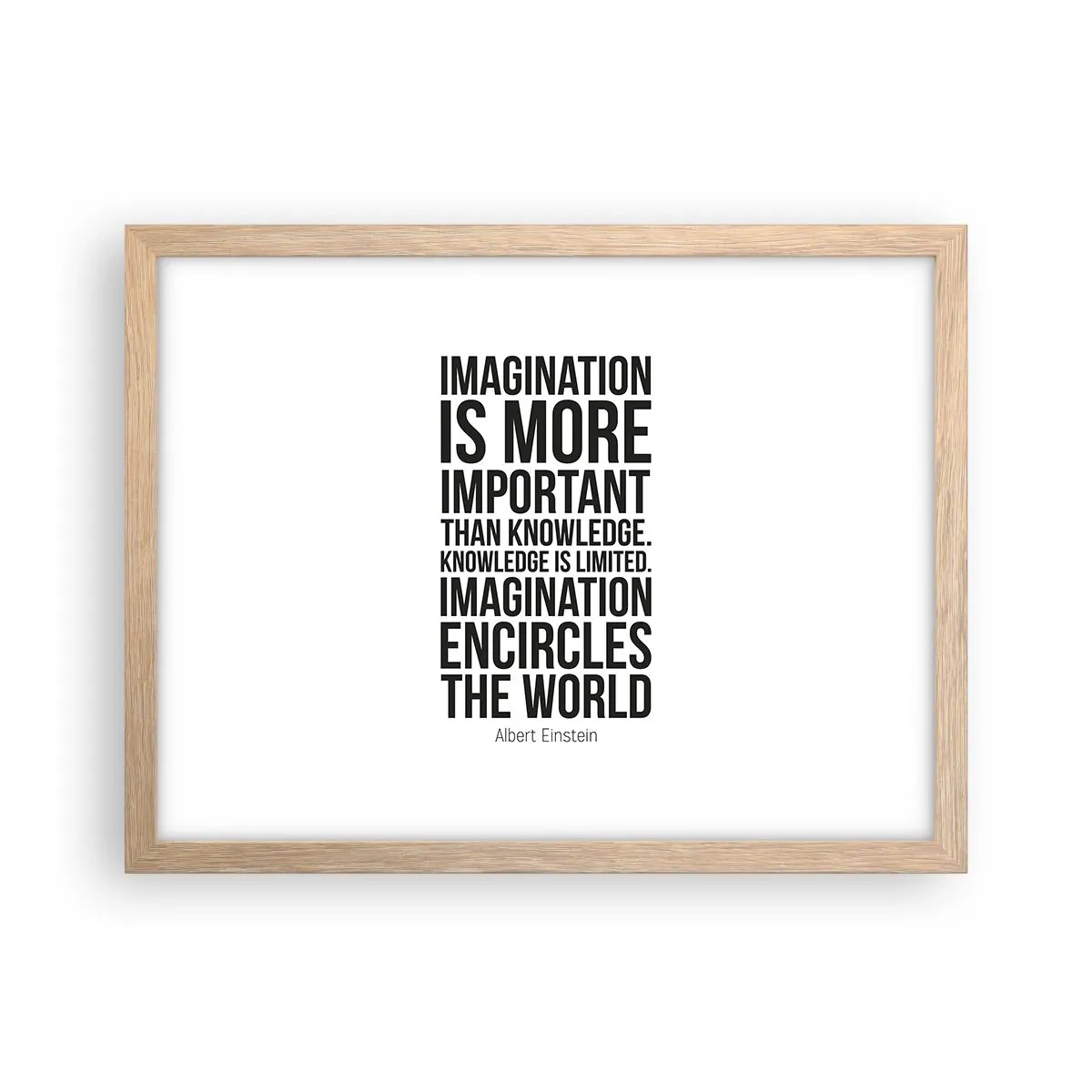 Poster în ramă de stejar deschis - Einstein despre puterea imaginației - 40x30 cm