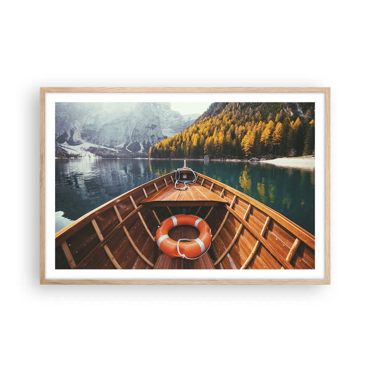 Poster în ramă de stejar deschis - Excursie pe munte - 91x61 cm