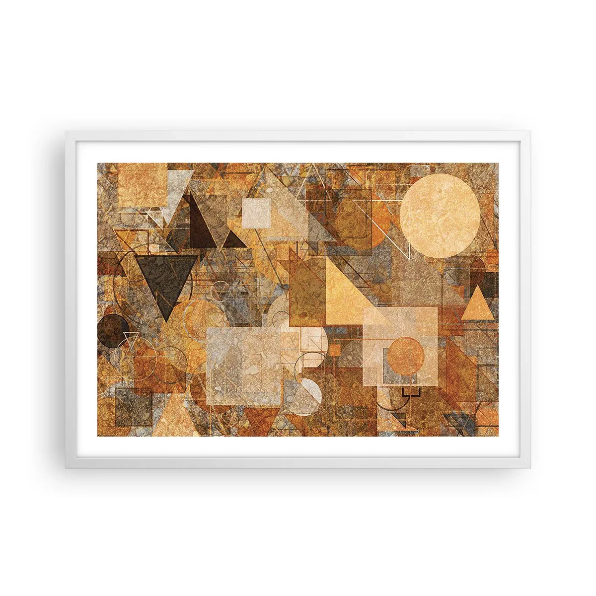 Poster în ramă albă - Studiu cubist de bronz - 70x50 cm