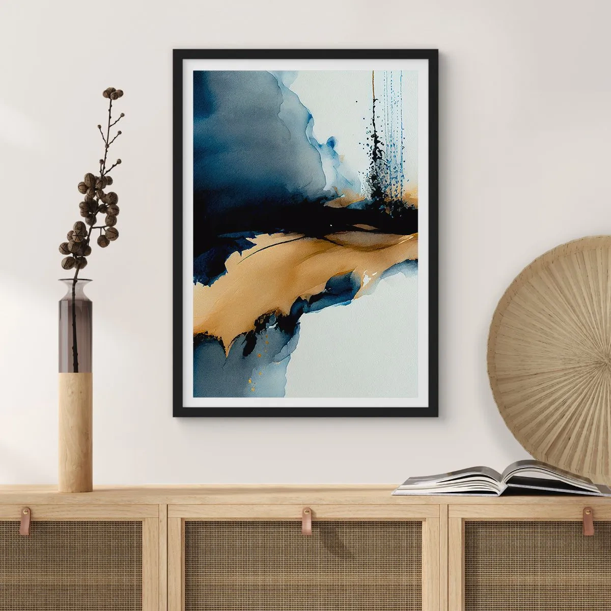 Poster în ramă neagră - În spatele cortinei - 40x50 cm