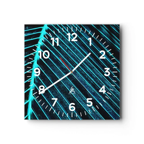 Ceas de perete - Ceas pe sticlă - Textura verdelui - 40x40 cm