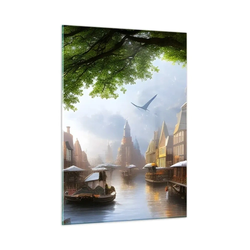 Tablou pe sticlă - Peisaj urban olandez - 50x70 cm