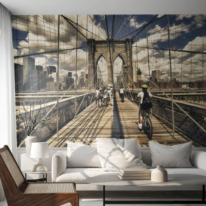Tapet Premium Canvas - Chiar în inima orașului - Podul Brooklyn, New York, Oraș - 100x70 cm