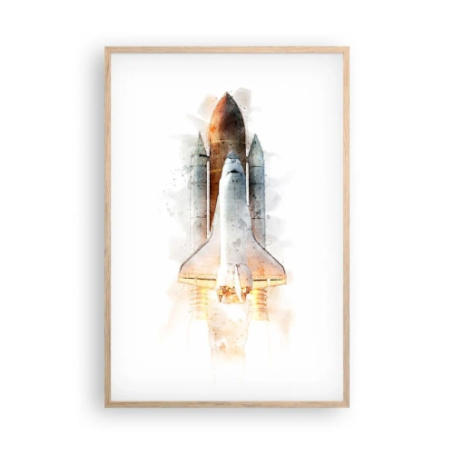 Poster în ramă de stejar deschis - Exploratorii la start - 61x91 cm
