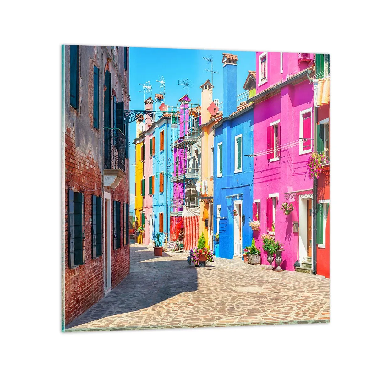 Tablou pe sticlă - Orașul "Sub papagali" - 60x60 cm