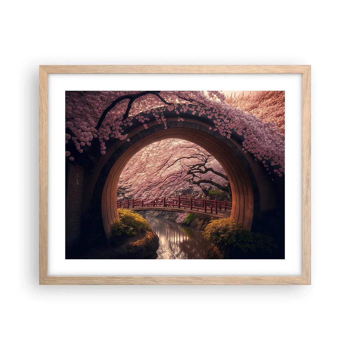 Poster în ramă de stejar deschis - Primăvara japoneză - 50x40 cm