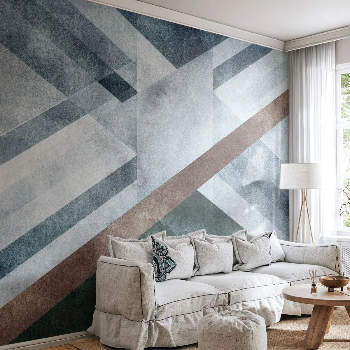 Tapet Premium Sand - Eleganța sofisticată a geometriei - Linii, Geometrie, Abstracția - 250x175 cm