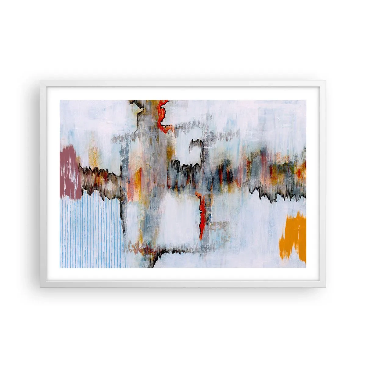 Poster în ramă albă - Cu bățul pe apă - 70x50 cm