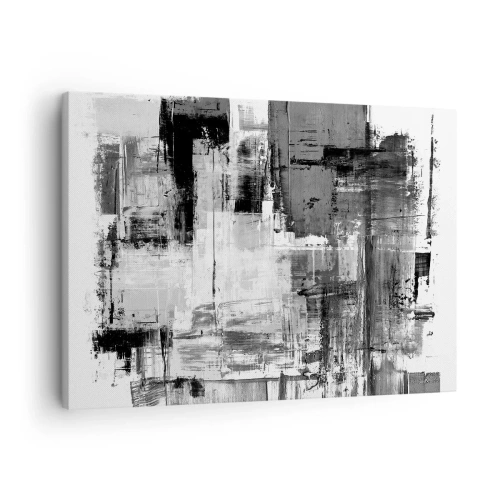 Tablou pe pânză Canvas - Compoziție abstractă în negru, alb și gri - 70x50cm - Griul este frumos - Decorațiune modernă pentru perete pentru living și dormitor ARTTOR