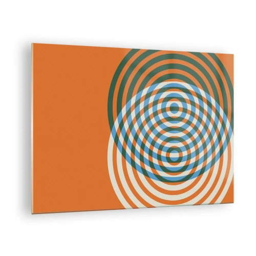 Tablou pe sticlă - Grafică geometrică abstractă cu cercuri concentrice - 70x50cm - Variație circulară abstractă - Decorațiune modernă pentru perete pentru living și dormitor ARTTOR