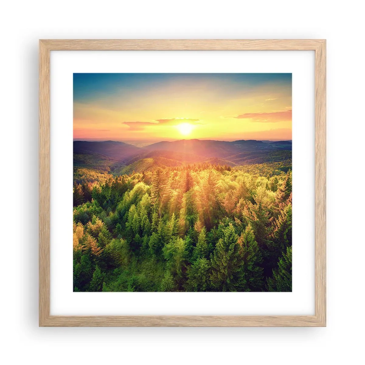 Poster în ramă de stejar deschis - Vârfuri și culmi - 40x40 cm