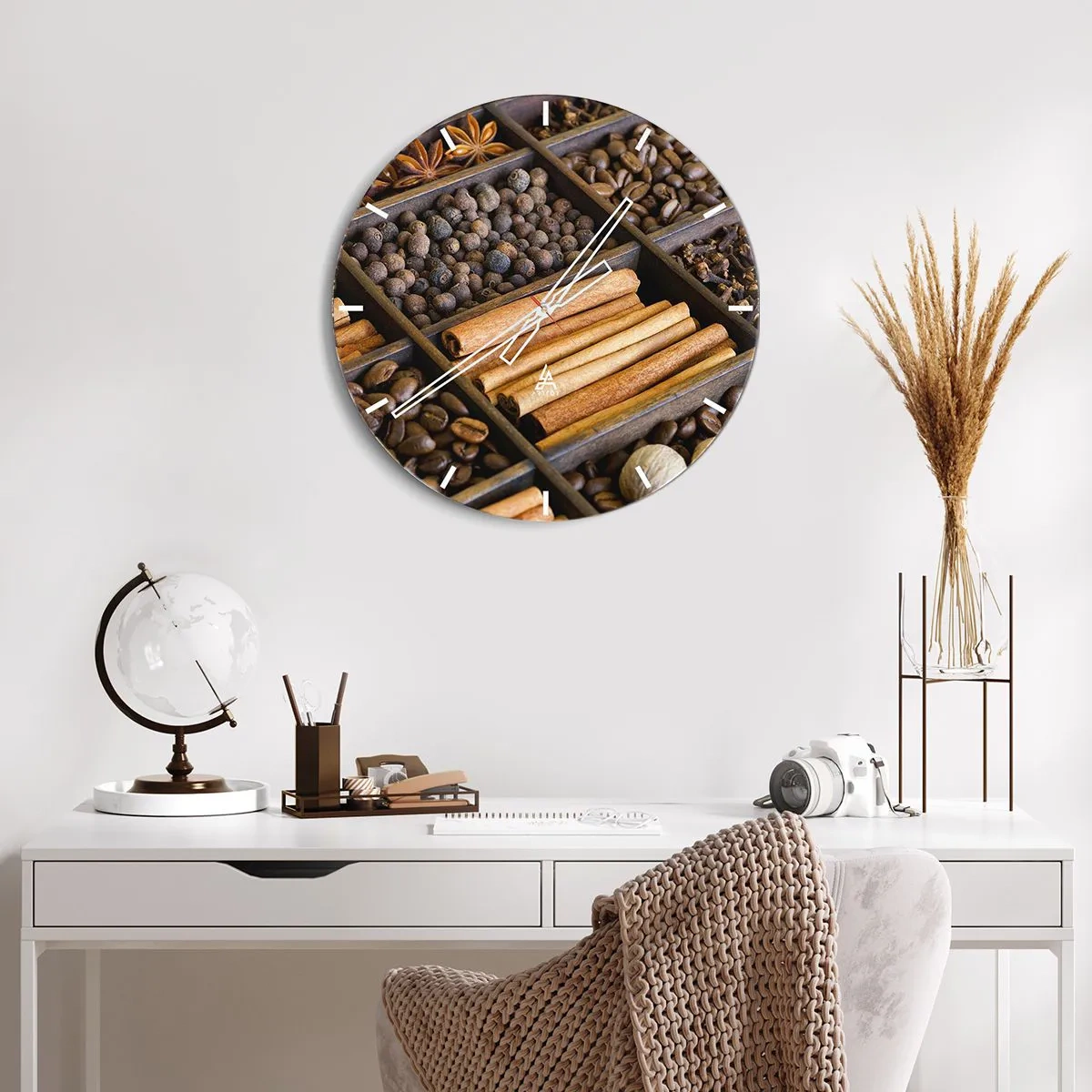 Ceas de perete - Ceas pe sticlă - Tezaur de arome - 40x40 cm