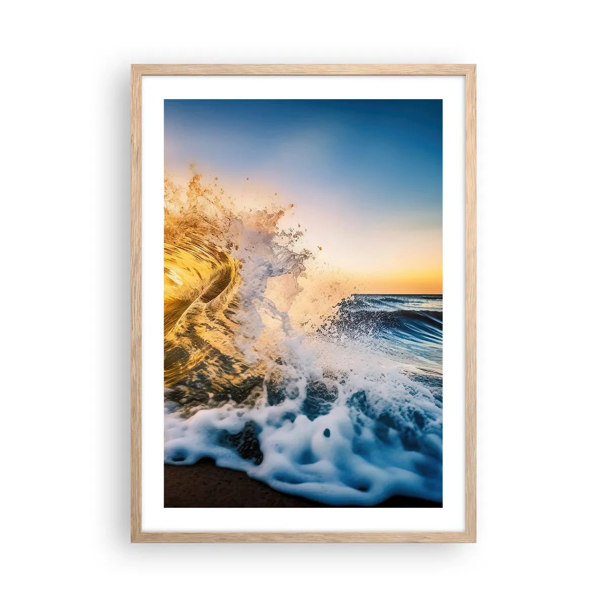 Poster în ramă de stejar deschis - Joc în nisip - 50x70 cm