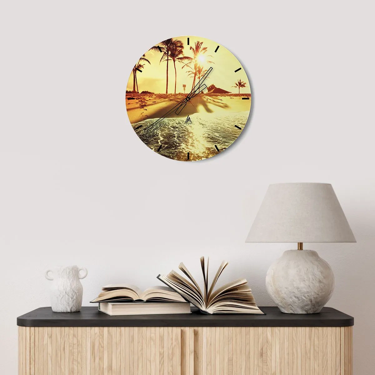Ceas de perete - Ceas pe sticlă - California după-amiază - 30x30 cm