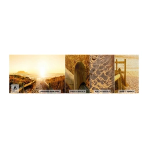 Mostră tapet Premium Sand - Prin dune spre soare - Peisaj, plajă, Apus de soare - 100x30 cm