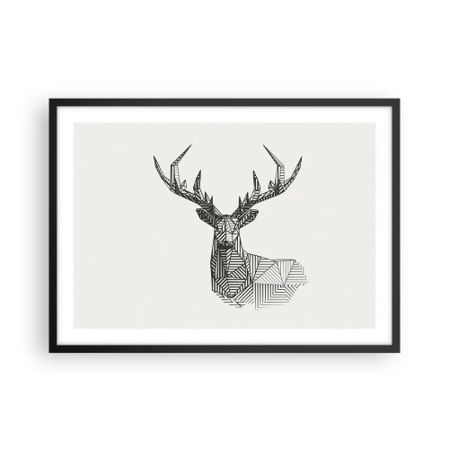 Poster în ramă neagră - Cerb în stil cubist - 70x50 cm