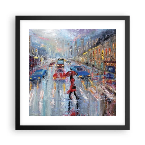 Poster în ramă neagră - O după-amiază ploioasă în oraș - 40x40 cm