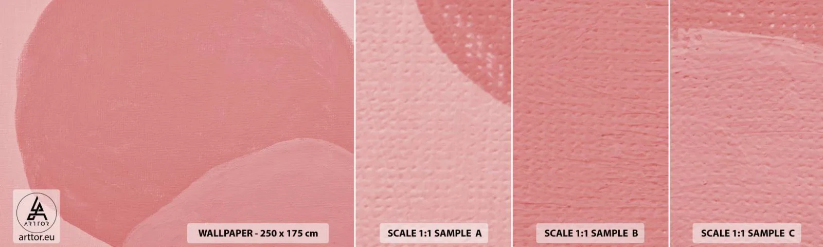 Mostră tapet autocolant Deluxe Sticker - Compoziție organică în roz - Pastel, Forme, Minimalist - 100x30 cm