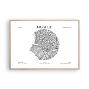 Poster în ramă de stejar deschis - Anatomia Marsiliei - 100x70 cm