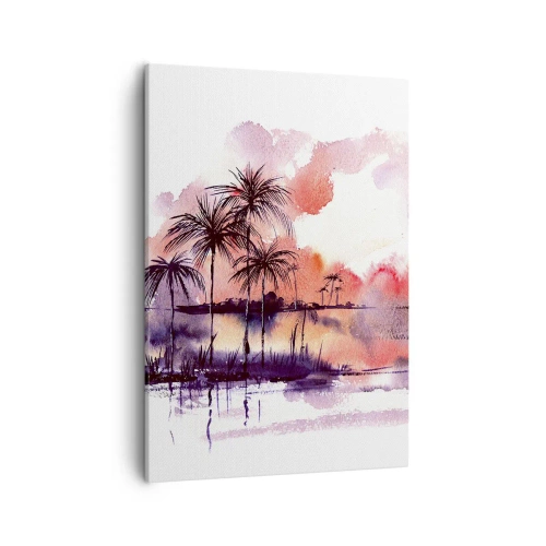 Tablou pe pânză - Liniștea tropicelor în roșu - 50x70 cm