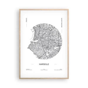 Poster în ramă de stejar deschis - Anatomia Marsiliei - 70x100 cm