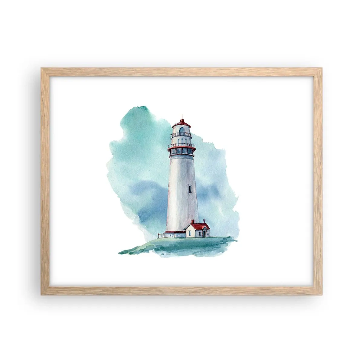 Poster în ramă de stejar deschis - Sora blândă a albastrului - 50x40 cm