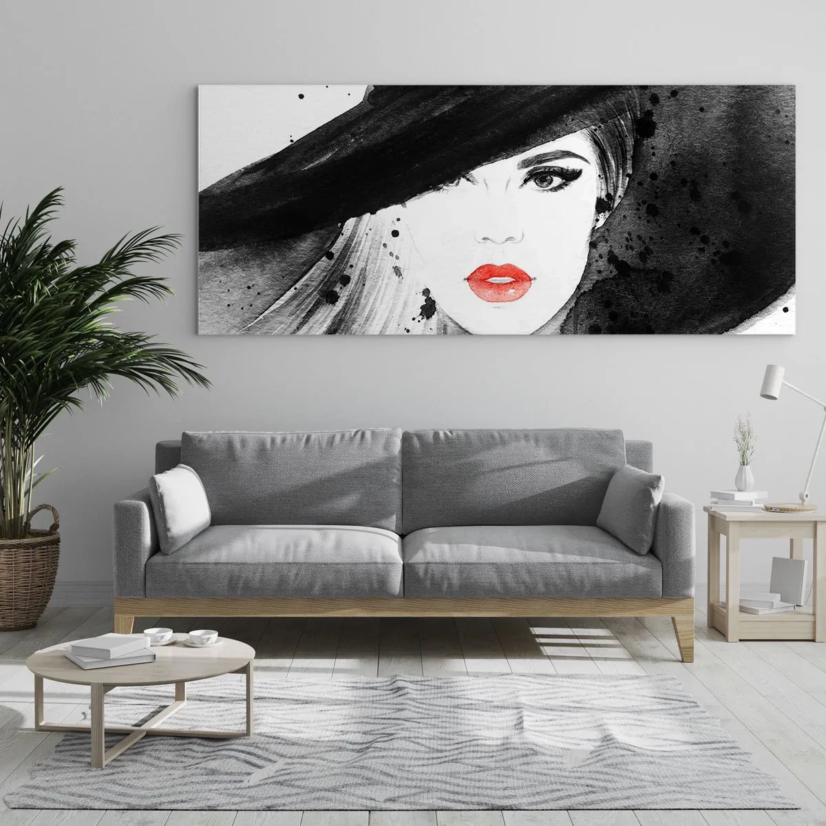Tablou pe sticlă - Doamna în negru - 120x50 cm