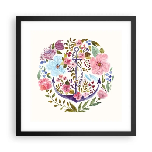 Poster în ramă neagră - Somnul bun al marinarului - 40x40 cm