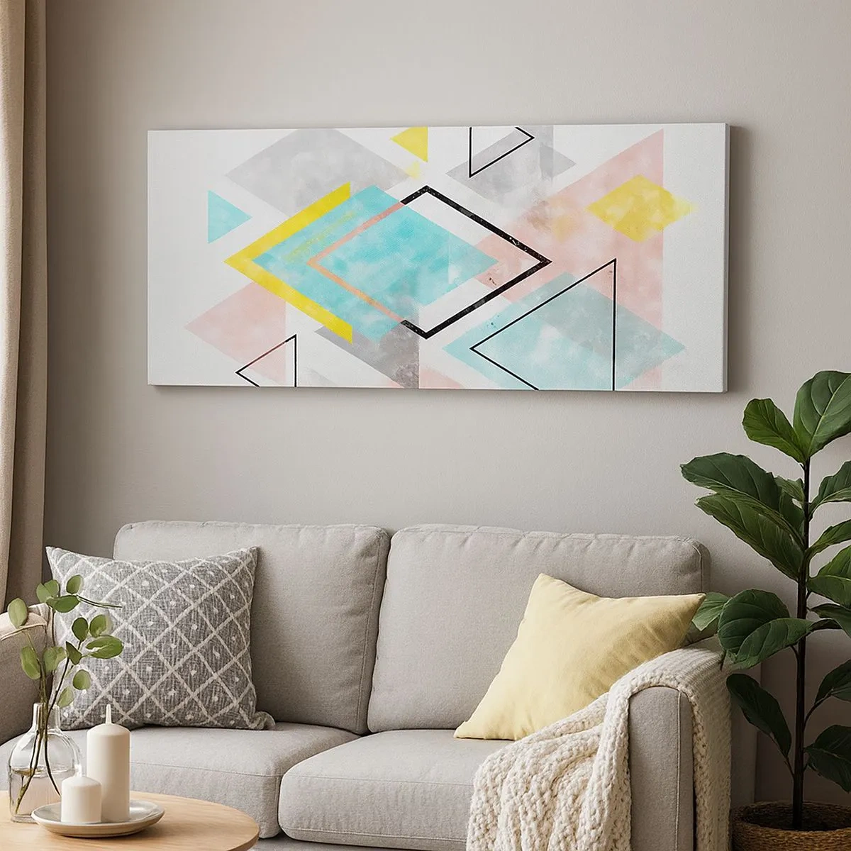 Tablou pe pânză - Joc geometric - 100x40 cm