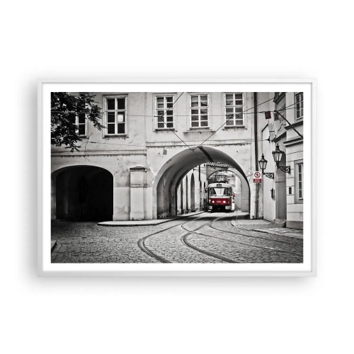 Poster în ramă albă - Printr-un labirint urban - 100x70 cm
