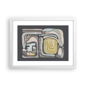 Poster în ramă albă - Abstracție în spirit precolumbian - 40x30 cm