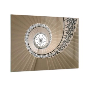 Tablou pe sticlă - O vedere în sus pe o scară în spirală care seamănă cu o scoică - 70x50cm - În interiorul cochiliei - Decorațiune modernă pentru perete pentru living și dormitor ARTTOR