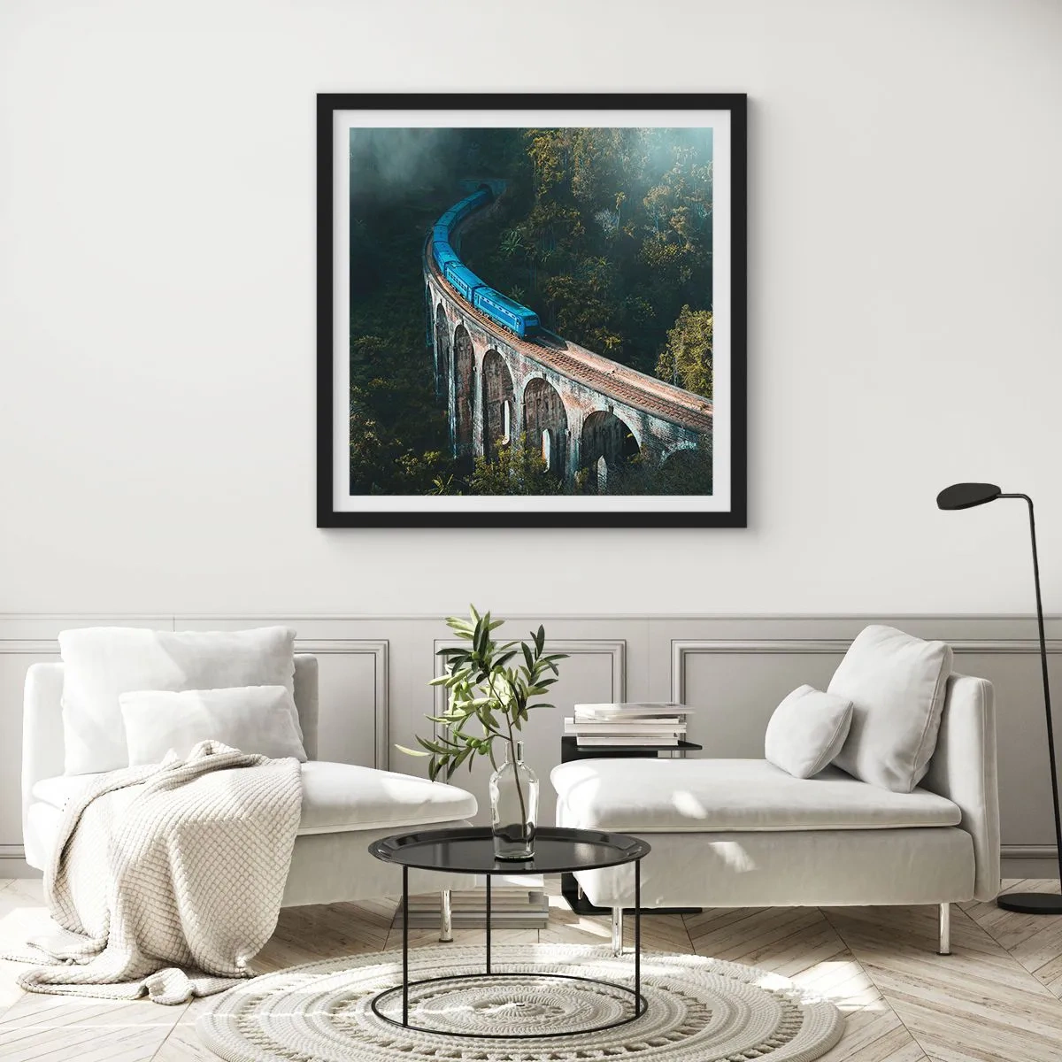 Poster în ramă neagră - Cu trenul spre natură - 40x40 cm