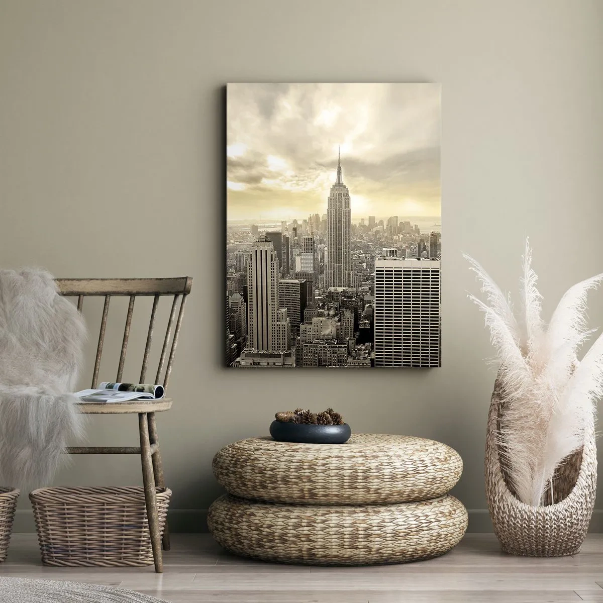 Tablou pe pânză - New York țesut din gri - 70x100 cm