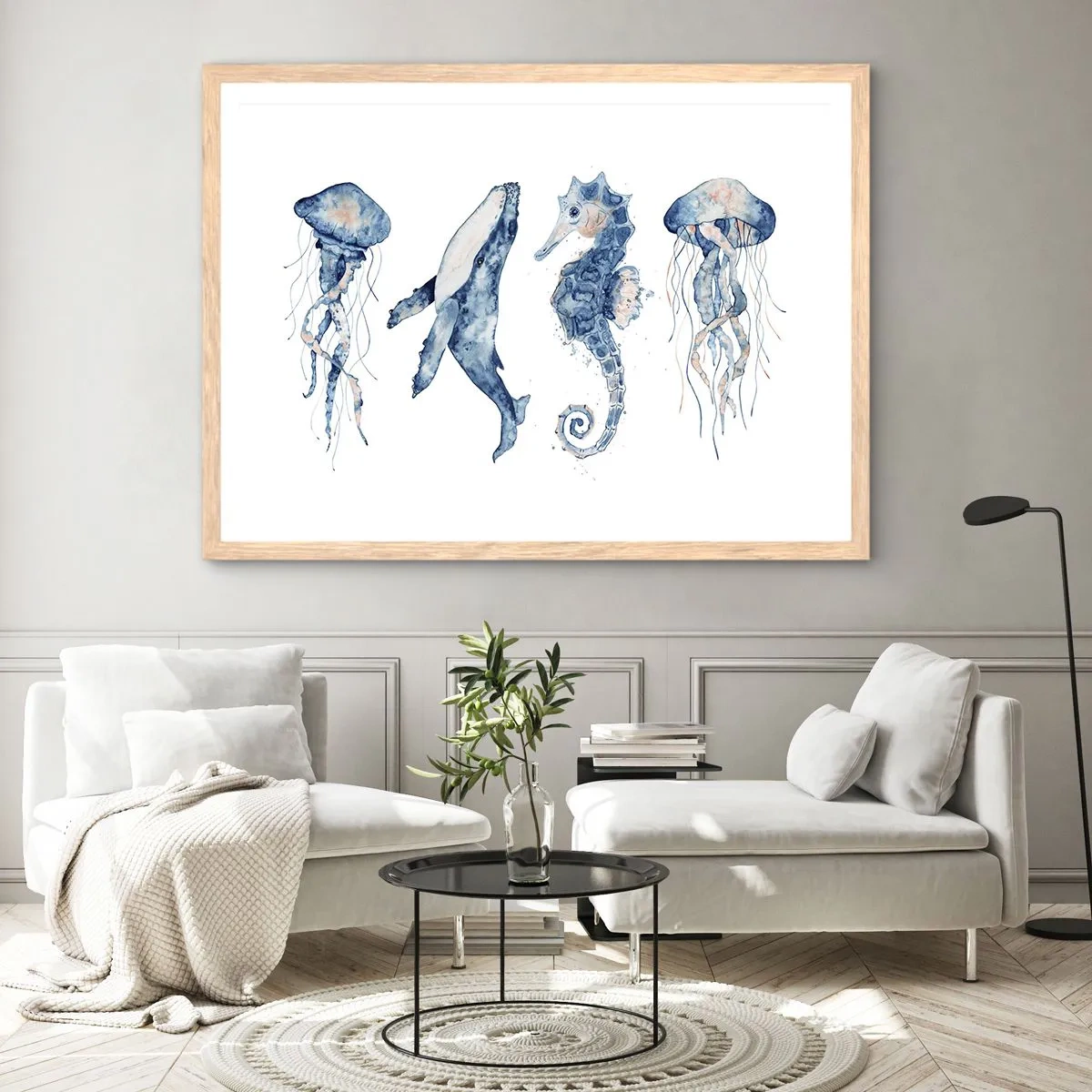 Poster în ramă de stejar deschis - Fauna marină sălbatică - 91x61 cm