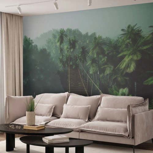 Fototapetă personalizată Premium Canvas - Deasupra cazanului verde - Peisaj, Junglă, Palmier de nuca de cocos