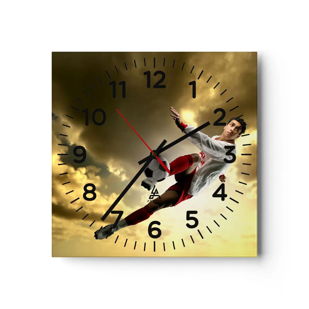 Ceas de perete - Ceas pe sticlă - Cerul fotbalului - 30x30 cm