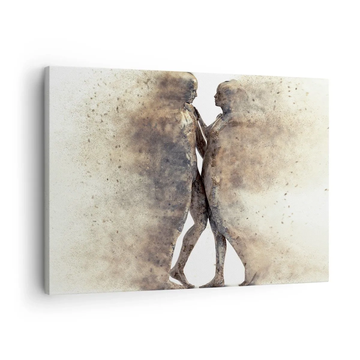 Tablou pe pânză Canvas - Un duo abstract de siluete în nuanțe nisipoase - 70x50cm - Din praf s-au ridicat la iubire - Decorațiune modernă pentru perete pentru living și dormitor ARTTOR