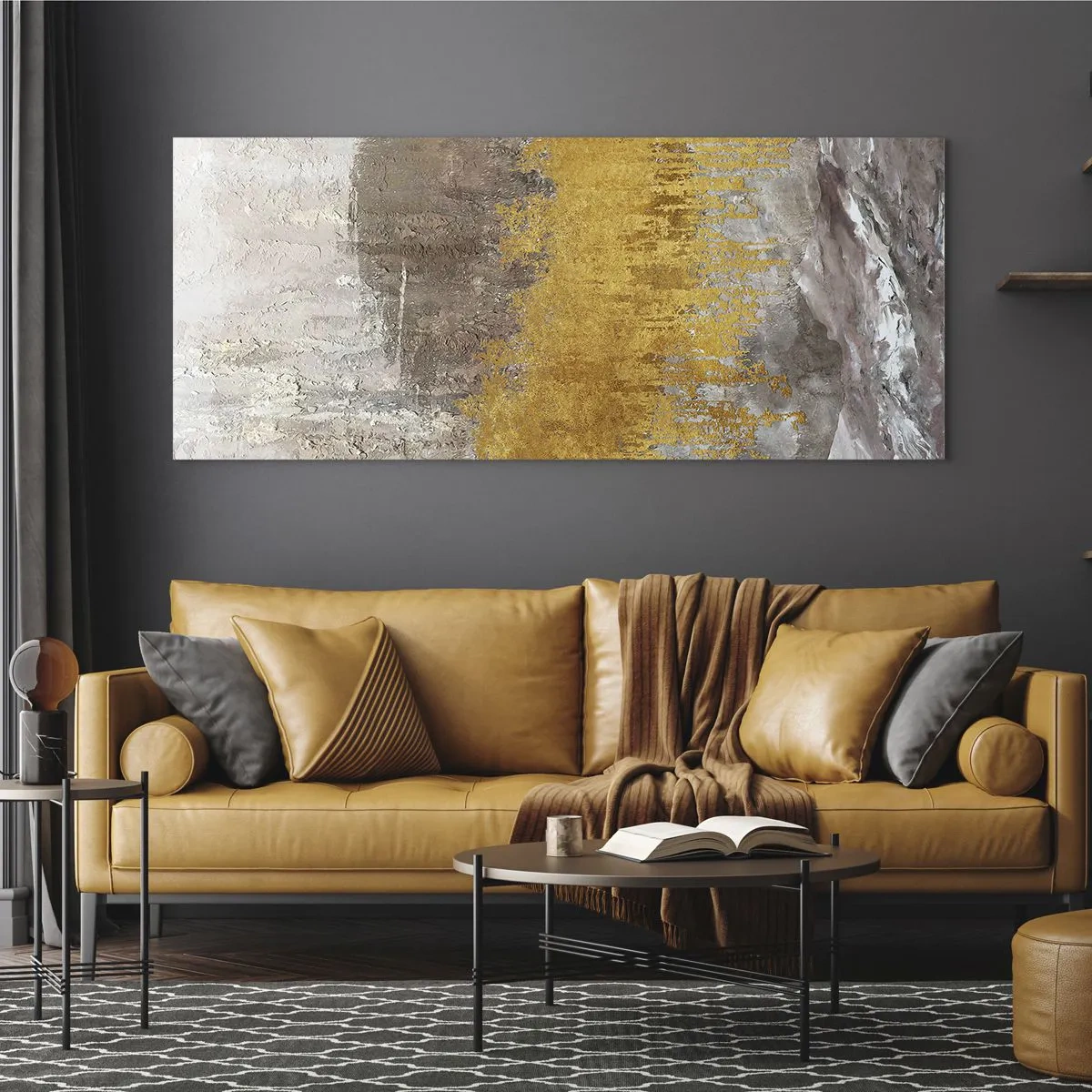 Tablou pe sticlă - O suflare de aur - 100x40 cm