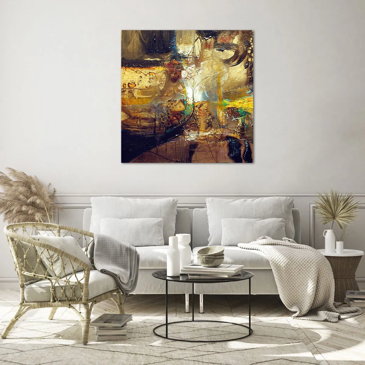 Tablou pe sticlă - Rece, călduț, fierbinte - 60x60 cm