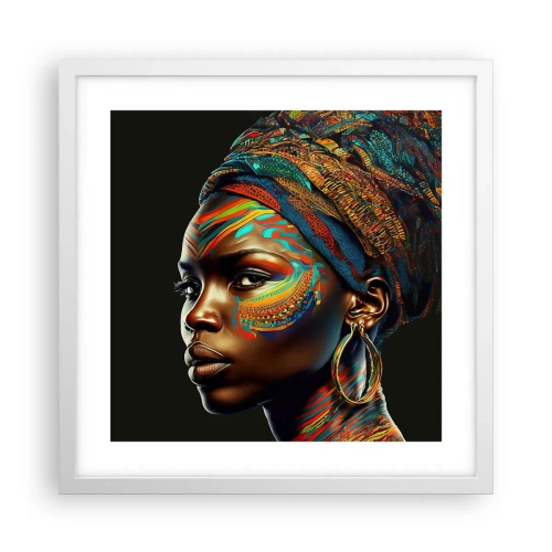 Poster în ramă albă - Regina africană - 40x40 cm