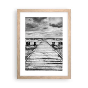 Poster în ramă de stejar deschis - Aștept ca vântul să fugărească... - 30x40 cm