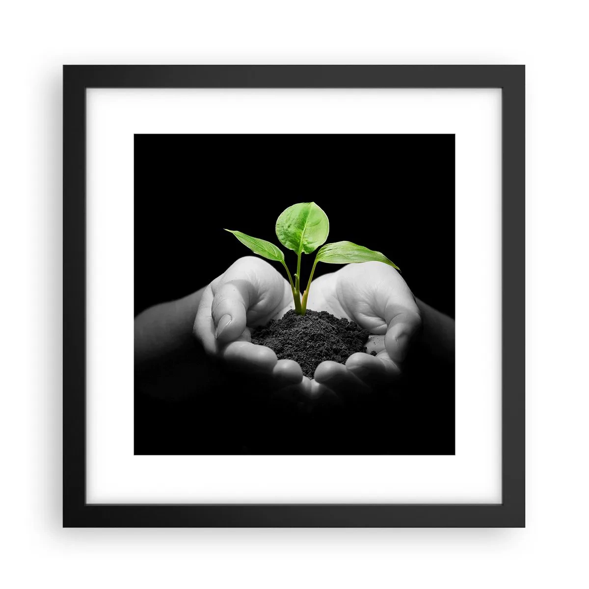 Poster în ramă neagră - Iubesc natura, o protejez - 30x30 cm