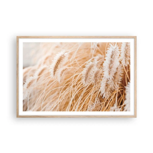 Poster în ramă de stejar deschis - Foșnetul auriu al ierburilor - 91x61 cm