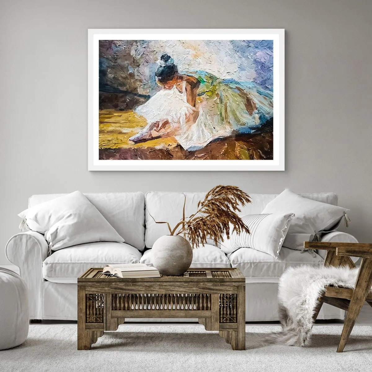 Poster în ramă albă - Dintr-un tablou de Degas - 60x60 cm